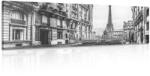 Dovido Tablou priveliște a Parisului dintr-o străduță simplă alb-negru - 120x40