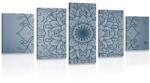 Dovido Tablou 5-piese floare albastră închisă de Mandala - 200x100