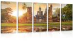 Dovido Tablou 5-piese statuia Buddha în parcul Sukhothai - 200x100