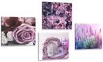 Dovido Set tablouri flori violete frumoase cu inimioară - 4x 60x60