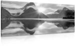 Dovido Tablou Milford Sound la răsărit de soare în design alb-negru - 80x40