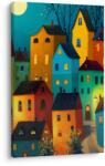 Dovido Tablou case colorate noaptea - 20x30