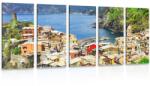 Dovido Tablou 5-piese coasta Italiei - 150x75