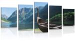 Dovido Tablou 5-piese nava de lemn vikingă - 150x75