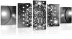 Dovido Tablou 5-piese Mandala fermecătoare în design alb-negru - 150x75