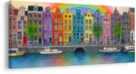 Dovido Tablou case colorate sub curcubeu - 200x100