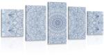 Dovido Tablou 5-piese Mandala decorativă detaliată în culoarea albastră - 150x75