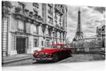 Dovido Tablou mașina roșie retro în Paris - 40x30