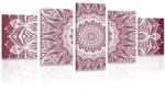 Dovido Tablou 5-piese Mandala armonie pe un fundal roz - 200x100