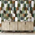 Dovido Fototapet modele arcuite verde-maro - 147x99