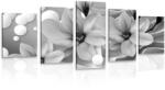 Dovido Tablou 5-piese magnolia pe un fundal abstract alb-negru - 100x50