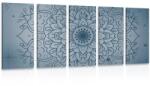 Dovido Tablou 5-piese floare albastru închis de Mandala - 150x75