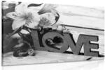 Dovido Tablou cu inscripție din lemn Love în design alb-negru - 120x80