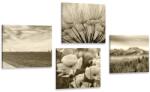 Dovido Set tablouri peisaj sepia cu flori - 4x 40x40