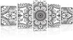 Dovido Tablou 5-piese ornament în alb-negru - 100x50
