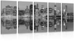 Dovido Tablou 5-piese orașul Manhattan în design alb-negru - 200x100