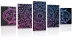Dovido Tablou 5-piese Mandala pe un fundal negru - 100x50 - dovido - 266,61 RON
