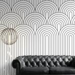 Dovido Tapet model de curcubeu în alb-negru Mid-Century - 147x99
