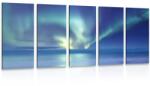 Dovido Tablou 5-piese aurora polară deasupra oceanului - 150x75