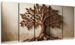 Dovido Tablou 5-piese arborele vieții maro cu efect 3D - 150x75