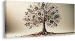 Dovido Tablou arborele vieții cu frunze și spirale - 60x30