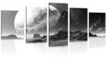 Dovido Tablou 5-piese peisajul fantasy în design alb-negru - 150x75