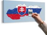 Dovido Tablou pe plută hartă a Slovaciei cu stema și țările vecine - 140x70 flags