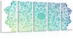 Dovido Tablou 5-piese Mandala în albastru-verde - 150x75