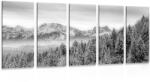 Dovido Tablou 5-piese munții înghețați în design alb-negru - 100x50