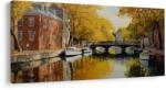 Dovido Tablou râu liniștit de toamnă cu bărci - 60x30