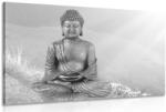 Dovido Tablou statuia Buddha într-o poziție de meditație în design alb-negru - 90x60