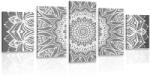 Dovido Tablou 5-piese Mandala armonie în design alb-negru - 150x75