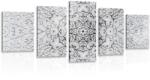 Dovido Tablou 5-piese Mandala etnică de aur în design alb-negru - 200x100