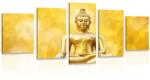 Dovido Tablou 5-piese statuie Budha de aur - 200x100