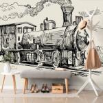 Dovido Tapet trenul în design retro - 196x132