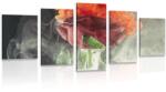 Dovido Tablou 5-piese trandafir cu elemente abstracte - 150x75