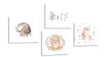 Dovido Set tablouri animăluțe în tonuri delicate - 4x 60x60