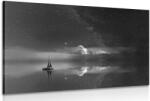 Dovido Tablou barcă la mare în design alb-negru - 150x100