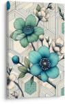 Dovido Tablou mozaic floral în tonuri de turcoaz - 80x120