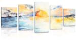 Dovido Tablou 5-piese apus de soare radiant la mare - 150x75