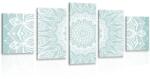 Dovido Tablou 5-piese Mandala armonie pe un fundal albastru - 100x50