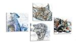 Dovido Set tablouri animale în design interesant de acuarelă - 4x 60x60