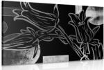 Dovido Tablou flori etno în design alb-negru - 40x30