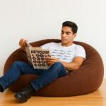 EMI Fotoliu puf relax din piele întoarsă maro închis EMI