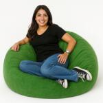 EMI Fotoliu puf relax din piele întoarsă verde EMI