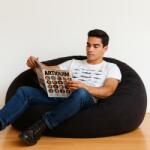 EMI Fotoliu puf relax din piele întoarsă negru EMI
