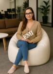 EMI Fotoliu puf relax în formă de pară albă EMI