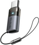 Mcdodo OTG Adapter (OT-7610) Mcdodo - Lightning to Type-C, Alumínium Ötvözet, Töltés és Adatszinkronizálás, 60W, Kék Fény, Nyakpánt - Fekete