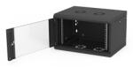 Fibrain Стенен шкаф Z-Cube 18U/600/600, с стъклена врата, сваляем страничен панел, RAL 9005 (със заварена конструкция - капацитет 60kg) (SWC-18-600-S04-B)