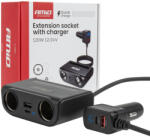 AMiO Szivargyujtó elosztó USB-C USB-A QC3.0 PD3.0 120W, voltmérővel (04837)
